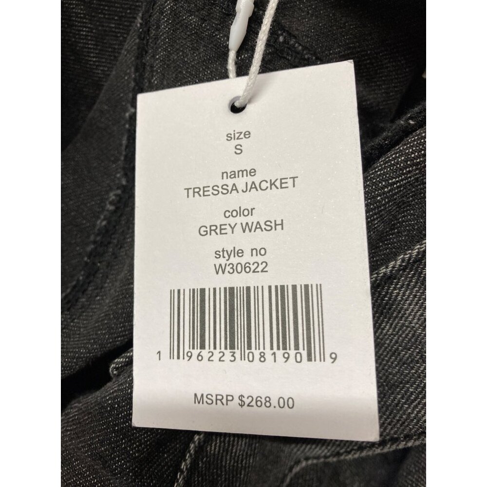 Walter Baker Cropped Denim Jacket - Tressa Cotton Grey Wash, Size Small - Picture 5 of 6